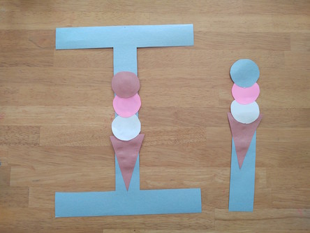 capital and lowercase I is for ice cream craft