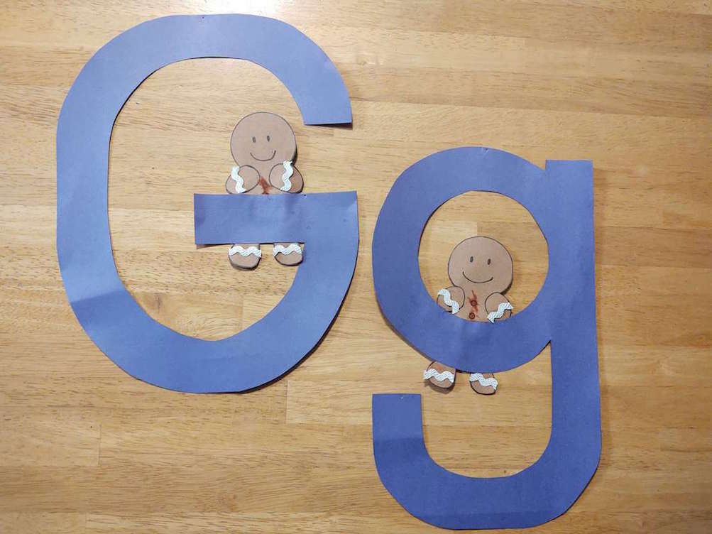 capital and lowercase g is for gingerbread letter craft
